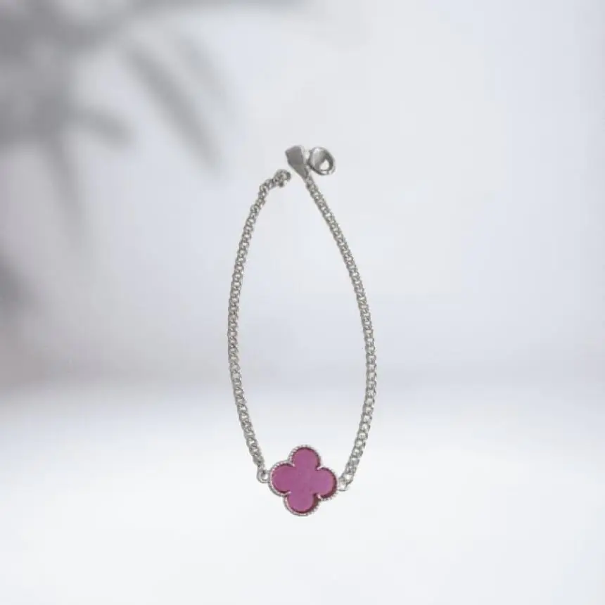 Pulseira trevo medio rosa bebe