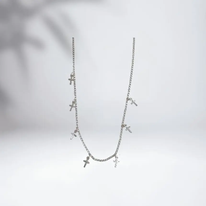 Choker cruz Prata lisa