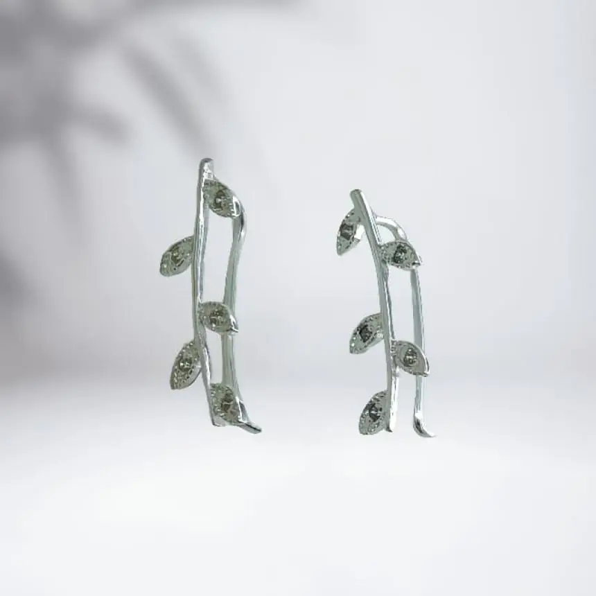 Brinco ear cuff seis folhas zirconias