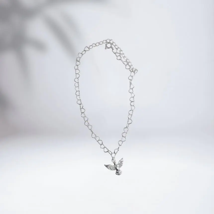 Pulseira elos de coração com pingente Espirito Santo