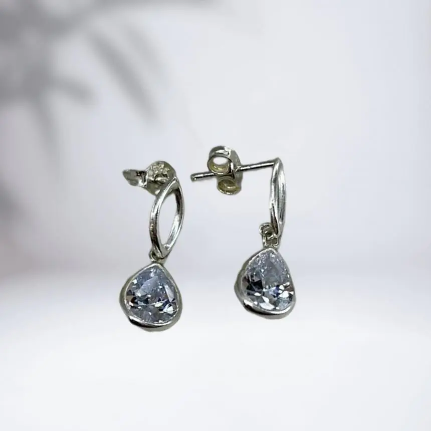 Brinco pendulo gota zirconia