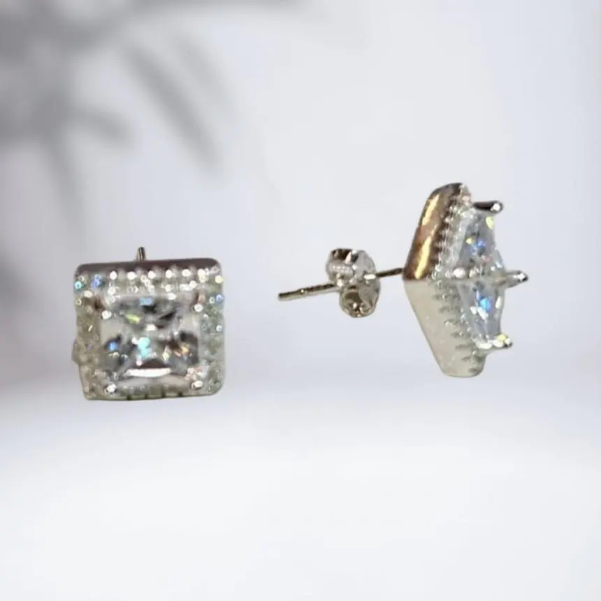Brinco quadrado pave micro zirconia