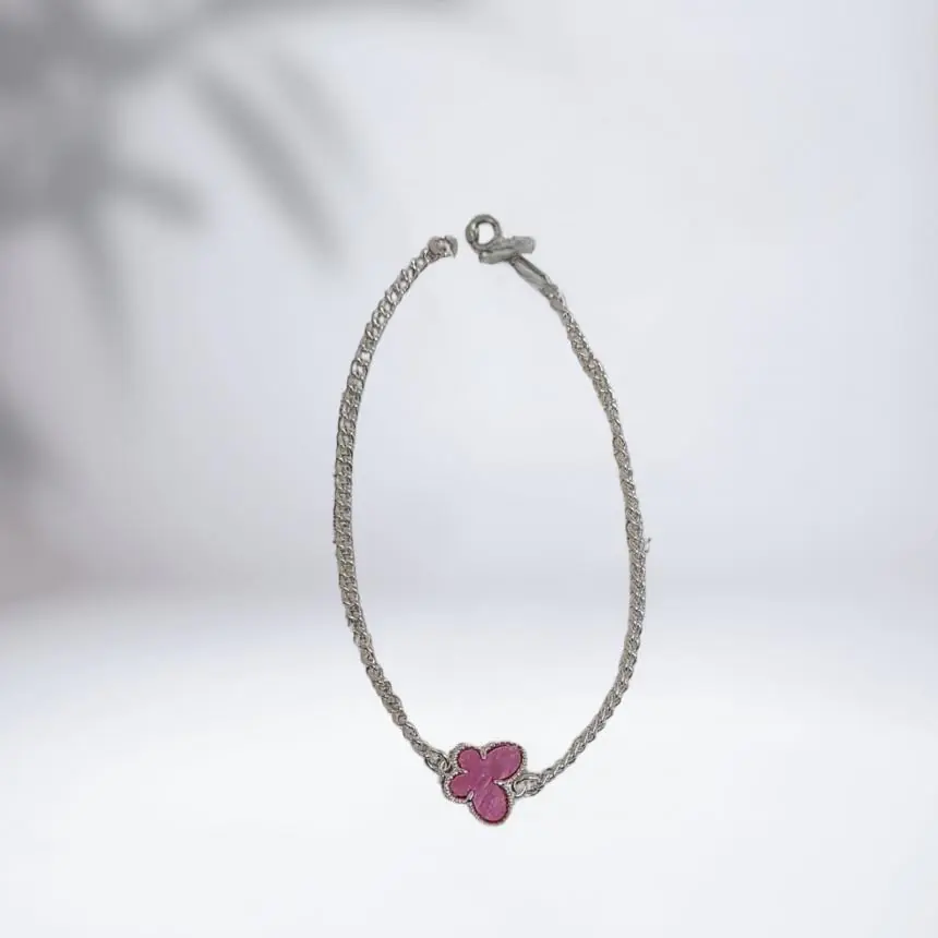 Pulseira borboleta resinada rosa