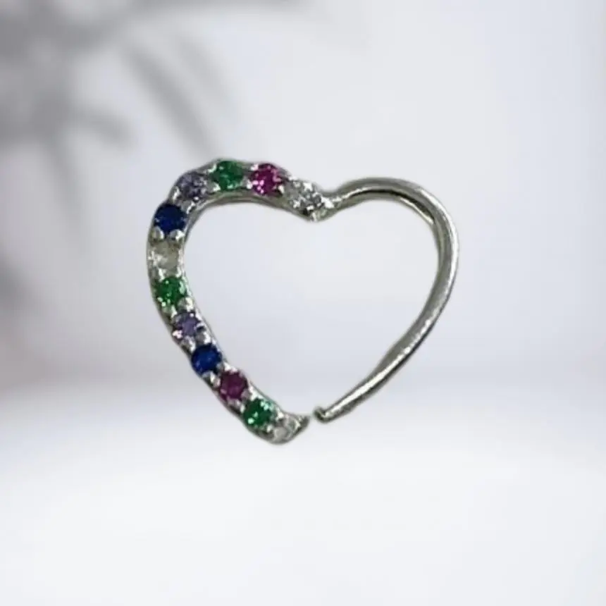 Piercing argolinha cravejado zirconias coloridas