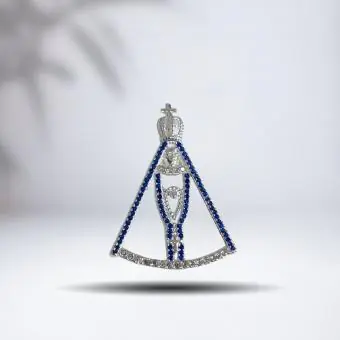 Pingente Nossa Senhora cravejada zircônia azul e branca
