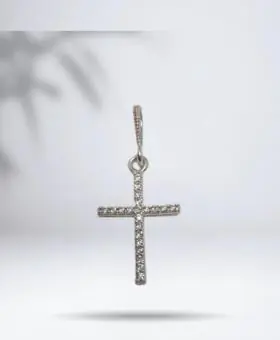 Pingente de Cruz Cravejada em Zirconia Branca P