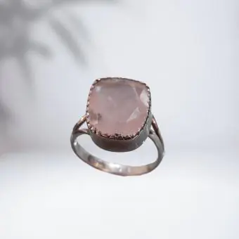 Anel Pedra Quartzo rosa Irregular - Código 1605
