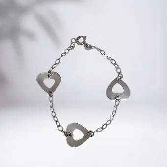 Pulseira 3 corações vazados - Código 1642