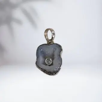 Pingente pedra Dutra com topazio azul