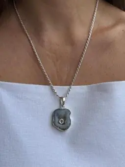 Pingente pedra Dutra com topazio azul