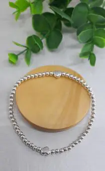 Pulseira bolinhas fio coração