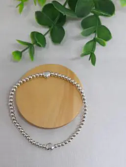 Pulseira bolinhas fio coração