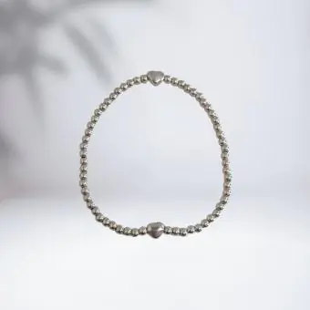 Pulseira bolinhas fio coração