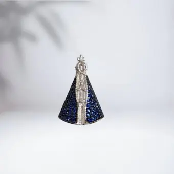 Pingente Nossa Senhora cravejado Zirconia azul - Código 1795