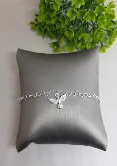 Pulseira elos de coração com pingente Espirito Santo