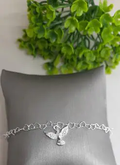 Pulseira elos de coração com pingente Espirito Santo