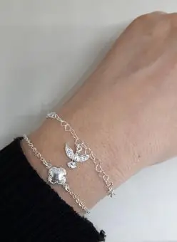 Pulseira elos de coração com pingente Espirito Santo