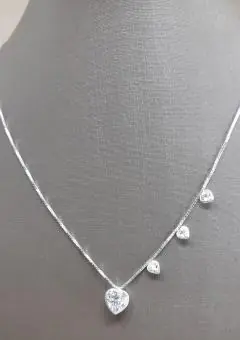 Colar coraçoes zirconia