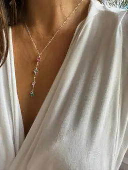 Colar estilo gravatinha zirconias coloridas
