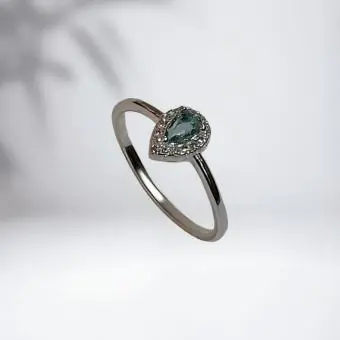 Anel  solitario gota verde - Código 1855