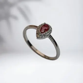 Anel  solitario gota rosa - Código 1856