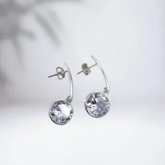 Brinco Haste zirconia redondo - Código 1885
