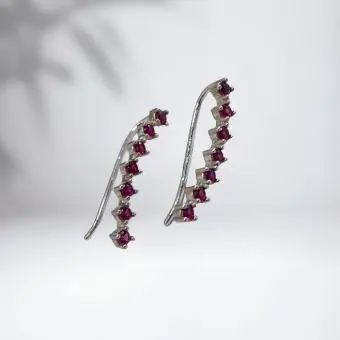 Brinco earcuff zirconia vermelha - Código 1890
