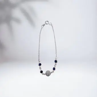 Pulseira Nossa Senhora e zirconia azul - Código 1893
