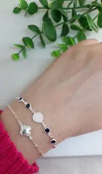 Pulseira Nossa Senhora e zirconia azul
