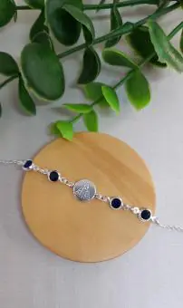 Pulseira Nossa Senhora e zirconia azul