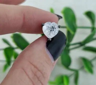 Conjunto colar coração e brinco coração Ródio Negro
