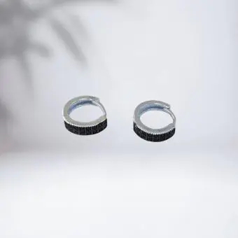 Brinco argolinha click zirconia negra P - Código 1912