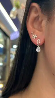 Brinco pendulo gota zirconia