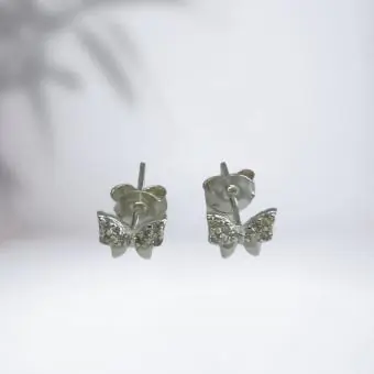 Brinco laço delicado com zirconia - Código 1964