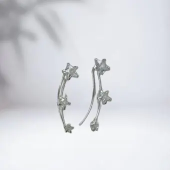 Brinco earcuff três estrelas cravejada - Código 1965