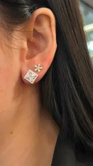 Brinco quadrado pave micro zirconia