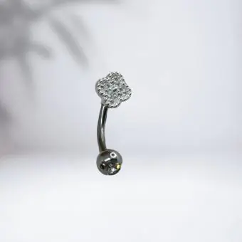 Piercing umbigo trevo cravejado