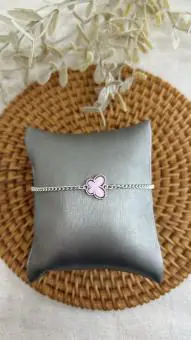 Pulseira borboleta resinada rosa