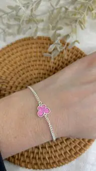 Pulseira borboleta resinada rosa