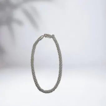 Pulseira pipoca prata branca - Código 2044
