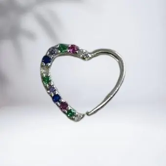 Piercing argolinha cravejado zirconias coloridas - Código 2067