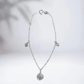 Pulseira são bento e coração zirconia - Código 2076