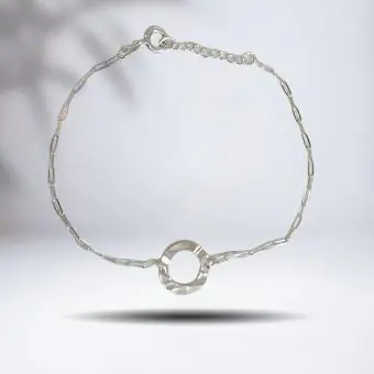 Pulseira um elo martelado vazado - Código 795