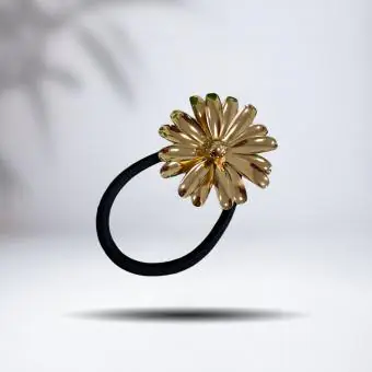 Elástico de cabelo flor margarida dourada - Código 991